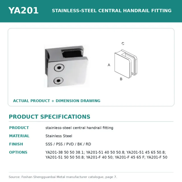 Shengguanbai conector central de pasamanos de acero inoxidable YA201