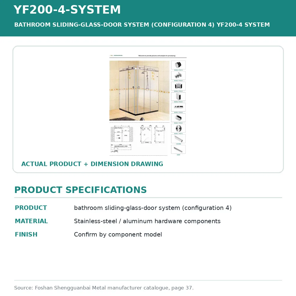 Shengguanbai sistema de porta de vidro deslizante para banheiro (configuração 4) Sistema YF200-4