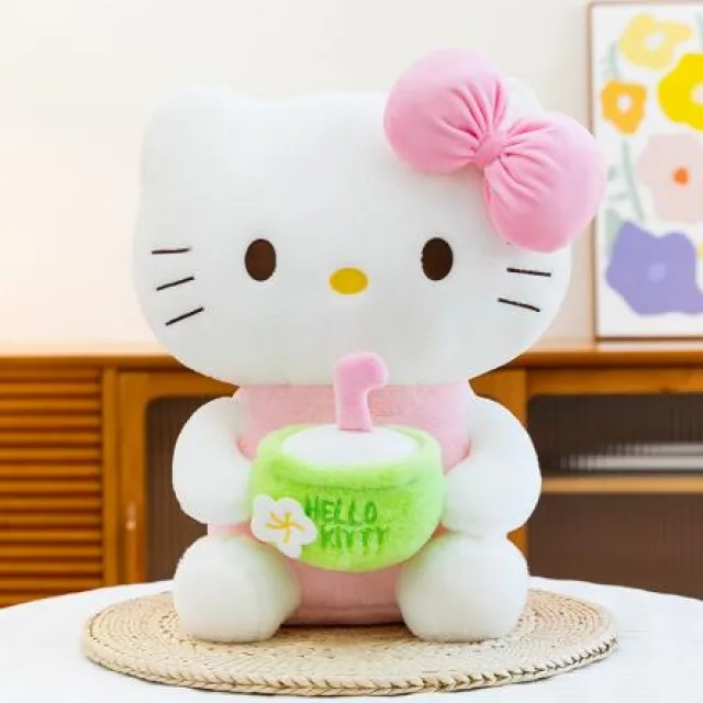 Hello Kitty with a coconut drink · Plush toy · 40 cm