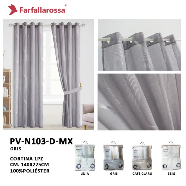 Farfallarossa Doris Sheer Curtain PV-N103, Grey