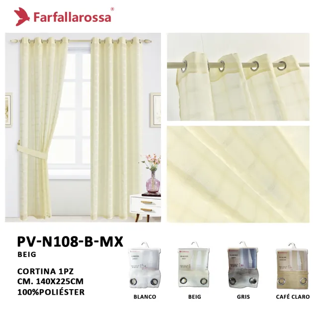 Farfallarossa Doris Sheer Curtain PV-N108, Beige