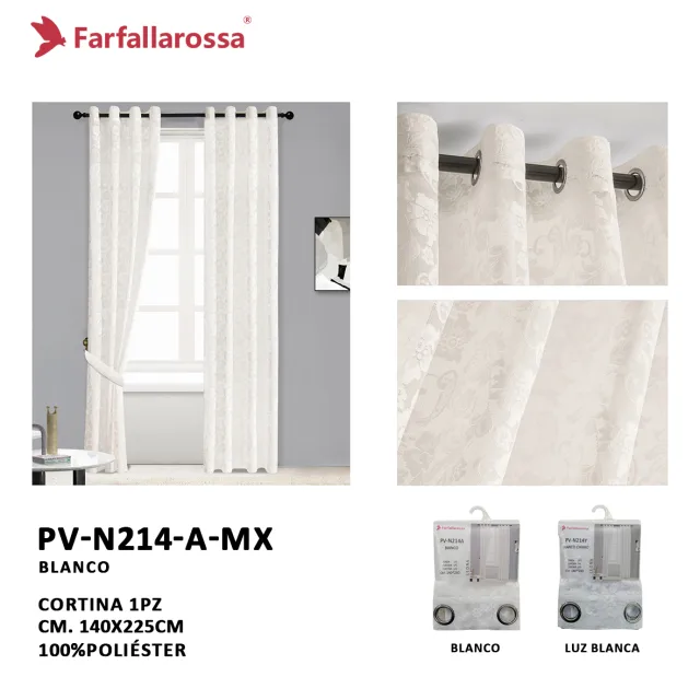 Farfallarossa Warp-Knitted Sheer Curtain PV-N214, White