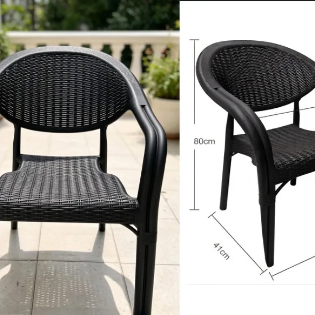 Plastic rattan-style armchair 80 × 41 × 57 cm Black