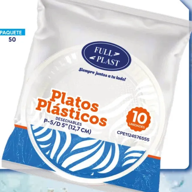 FULL PLAST Disposable plastic plate P-5 / 12.7 cm