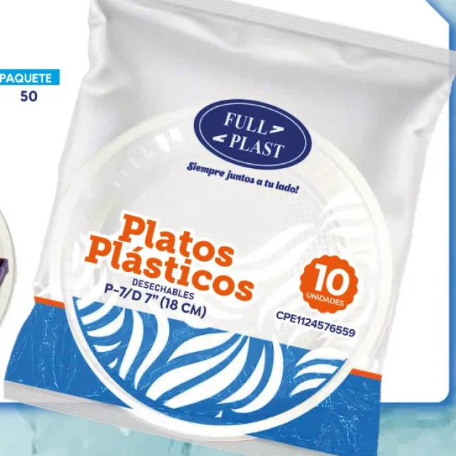 FULL PLAST Disposable plastic plate P-7 / 18 cm