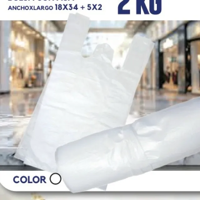 FULL PLAST T-shirt shopping bag 2 kg / 18 × 34 + 5 × 2